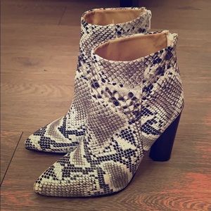 Faux snake skin ankle boots